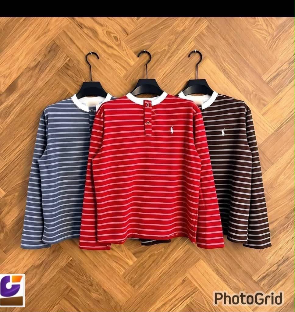 Striped Long Sleeve Henley Shirt