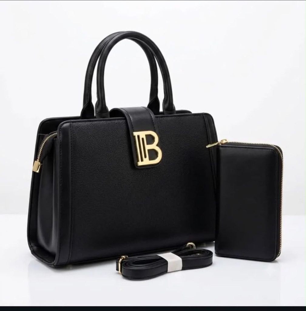 Black leather handbag