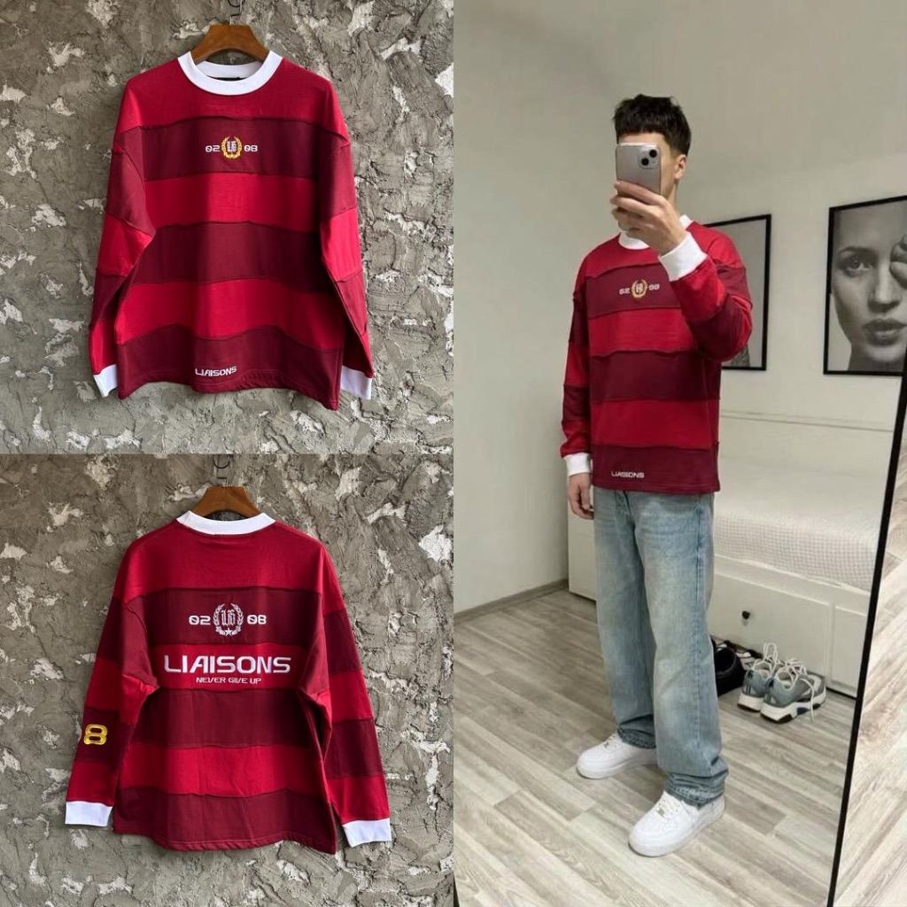 Retro Red Stripe Oversized Jersey